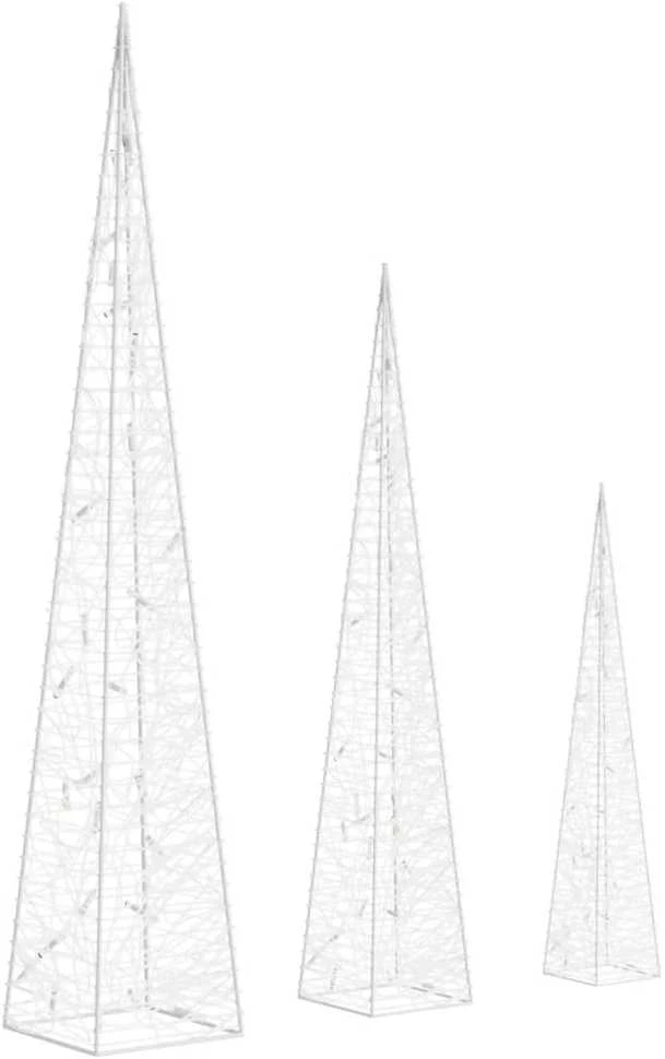 Akrilinė LED dekoracija kūgiai, šaltos baltos, 30/45/60cm