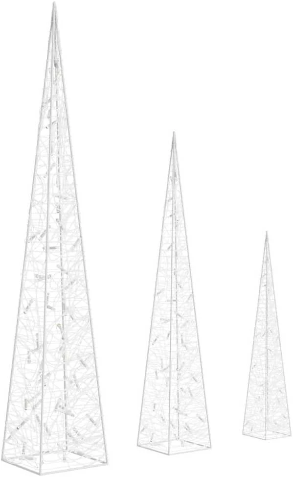 Akrilinė LED dekoracija kūgiai, šaltos baltos, 60/90/120cm