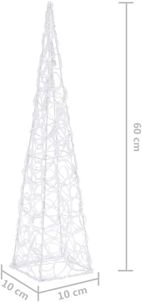 Akrilinė LED dekoracija kūgis, mėlynos spalvos, 60cm