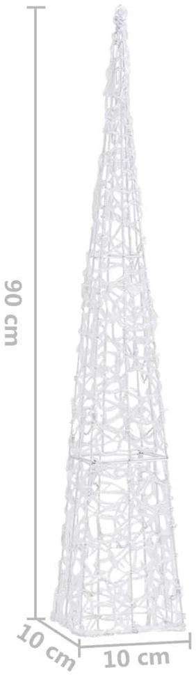 Akrilinė LED dekoracija kūgis, šaltos baltos spalvos, 90cm