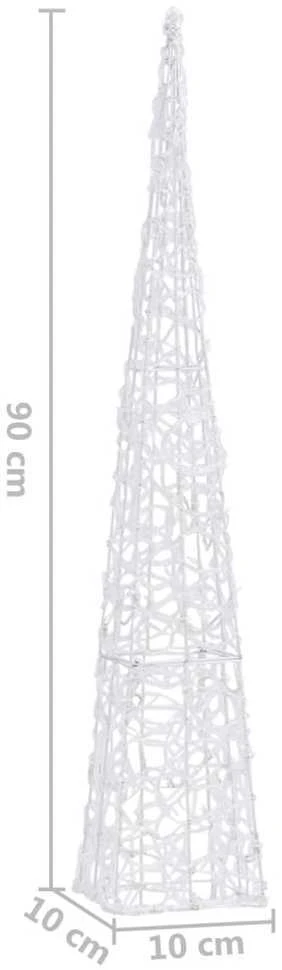 Akrilinė LED dekoracija kūgis, šaltos baltos spalvos, 90cm