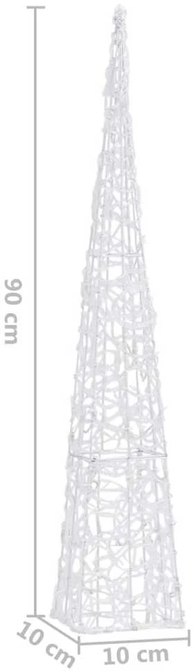 Akrilinė LED dekoracija kūgis, šaltos baltos spalvos, 90cm