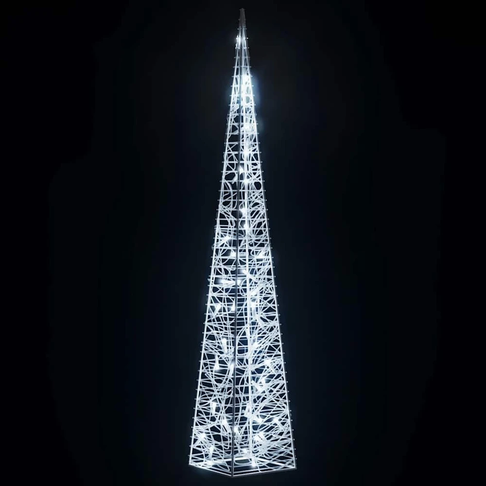 Akrilinė LED dekoracija kūgis, šaltos baltos spalvos, 90cm