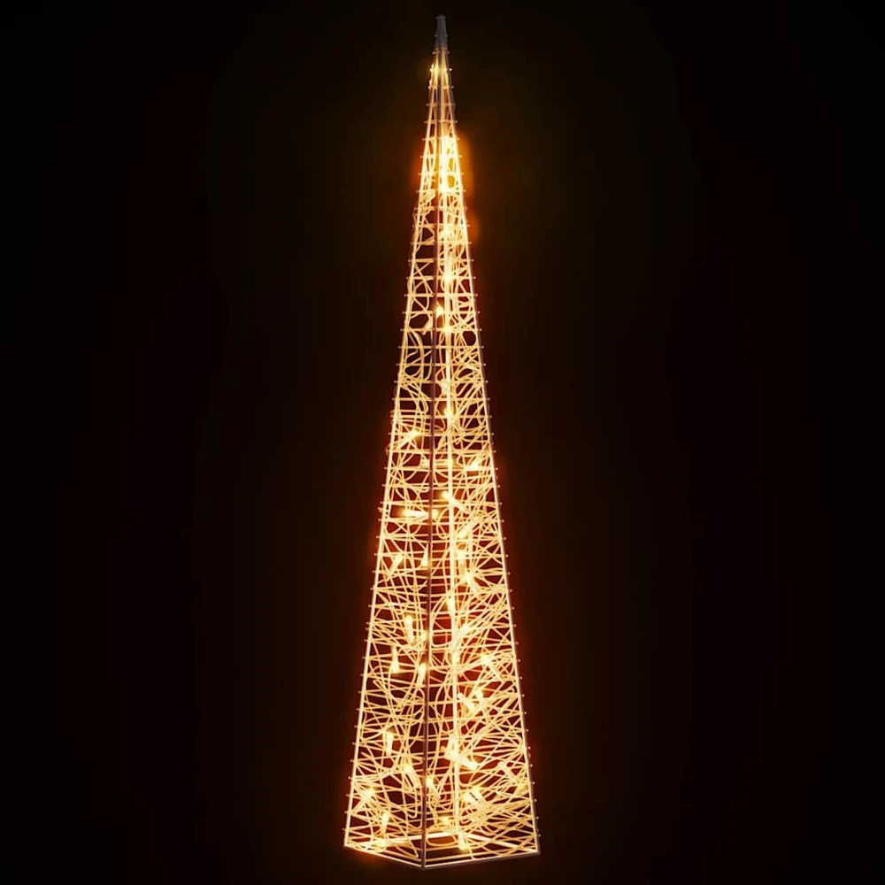 Akrilinė LED dekoracija kūgis, šiltos baltos spalvos, 90cm