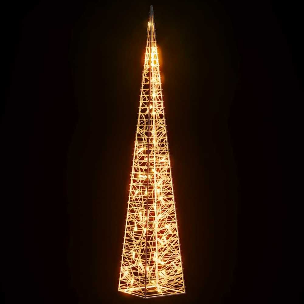 Akrilinė LED dekoracija kūgis, šiltos baltos spalvos, 90cm