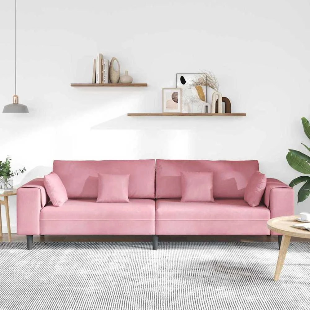 Sofa Rožinė 250 x 77 x 76 cm Aksomas