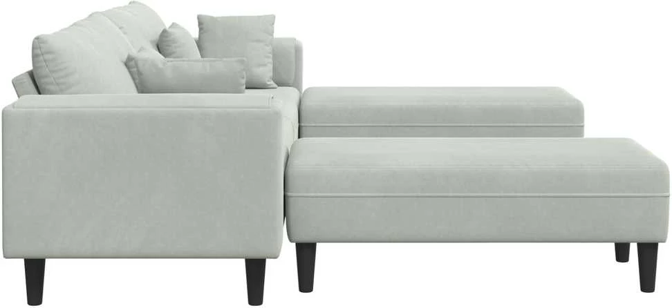 Sofa 3 vnt. Šviesiai pilka Aksomas