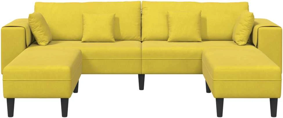 Sofa 3 vnt. Geltona Aksomas