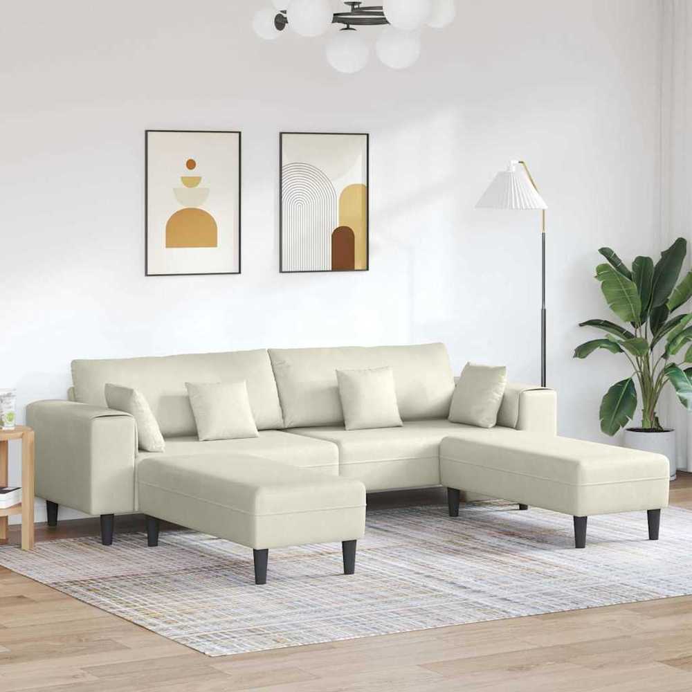 Sofa 3 vnt. Kreminė Aksomas