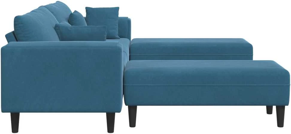 Sofa 3 vnt. Mėlyna Aksomas