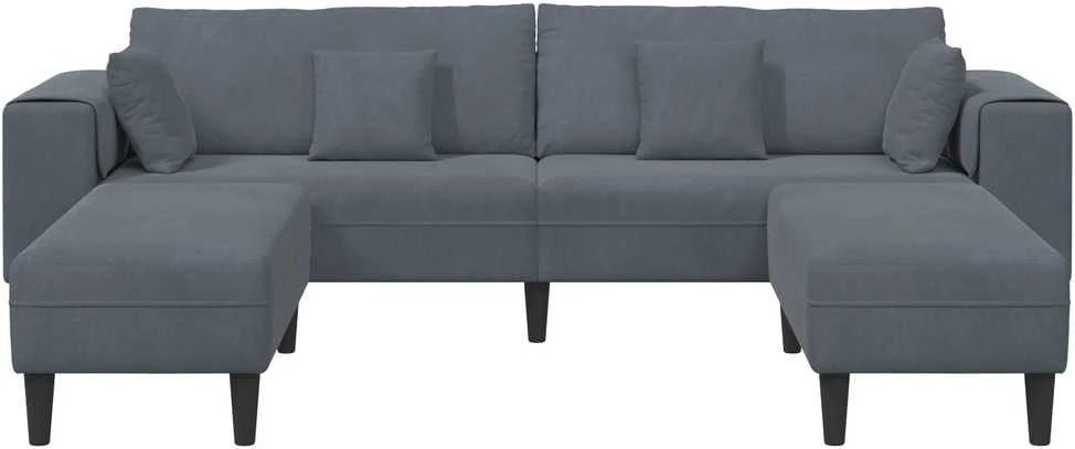 Sofa 3 vnt. Tamsiai pilka Aksomas