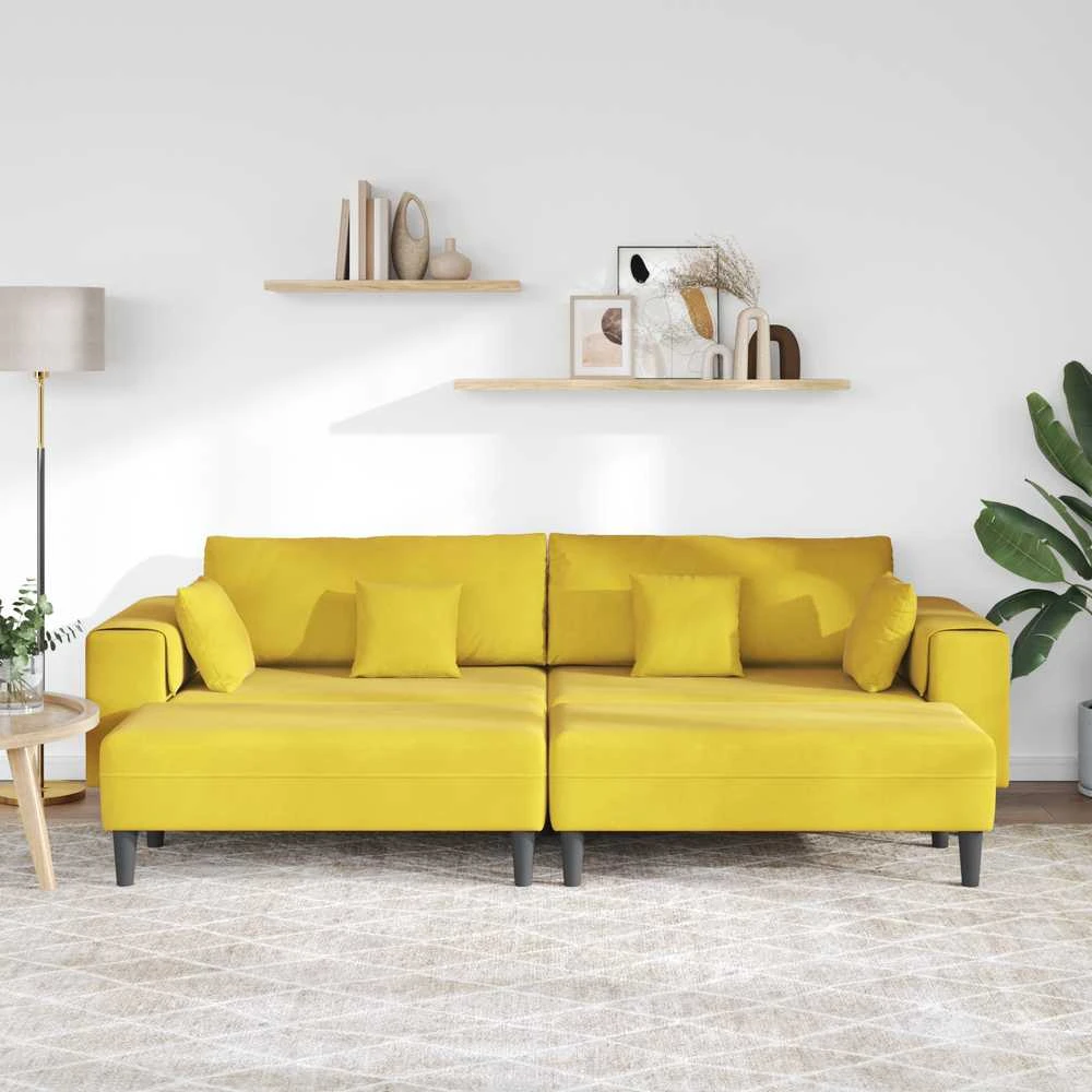 Sofa 3 vnt. Geltona Aksomas