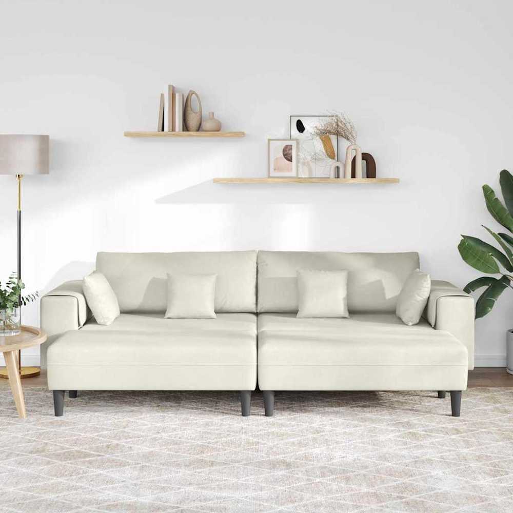Sofa 3 vnt. Kreminė Aksomas