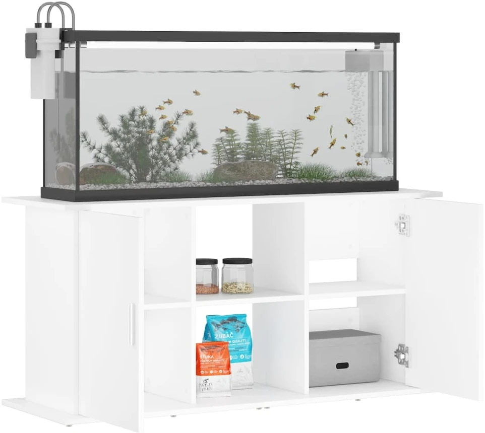 Akvariumo stovas, baltos spalvos, 121x41x58cm, apdirbta mediena