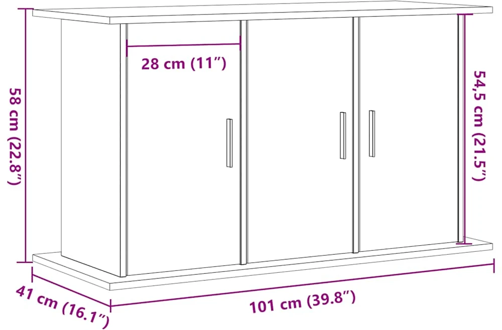 Akvariumo stovas, medienos, 101x41x58cm, apdirbta mediena