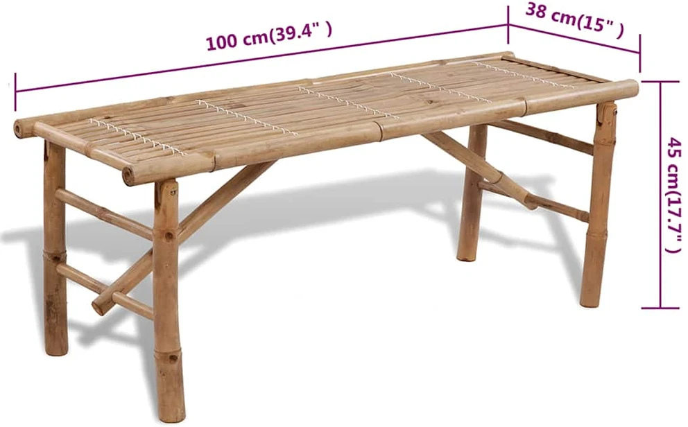 Alaus stalas su 2 suoliukais, 100cm, bambuko mediena