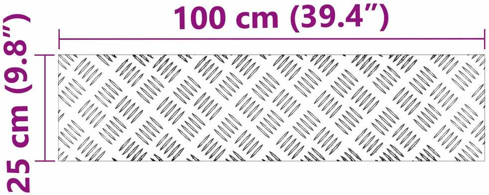Laiptų danga 4 vnt. 100 x 25 cm Sidabro Aliuminis Stačiakampio