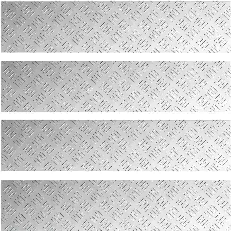 Laiptų danga 4 vnt. 90 x 20 cm Sidabro Aliuminis Stačiakampio