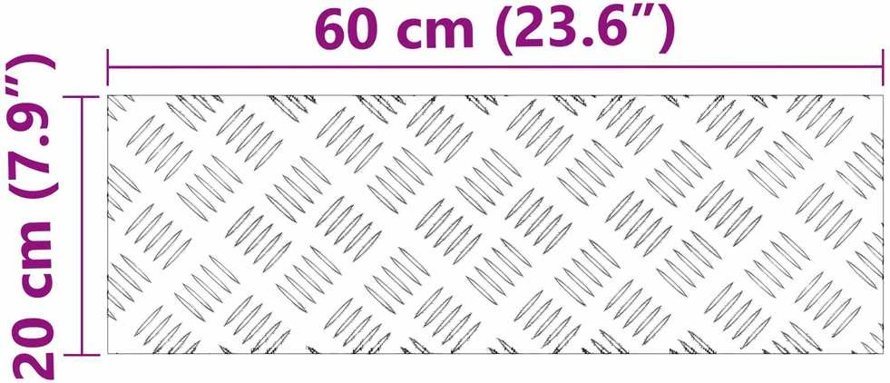 Laiptų danga 2 vnt. 60 x 20 cm Sidabro Aliuminis Stačiakampio