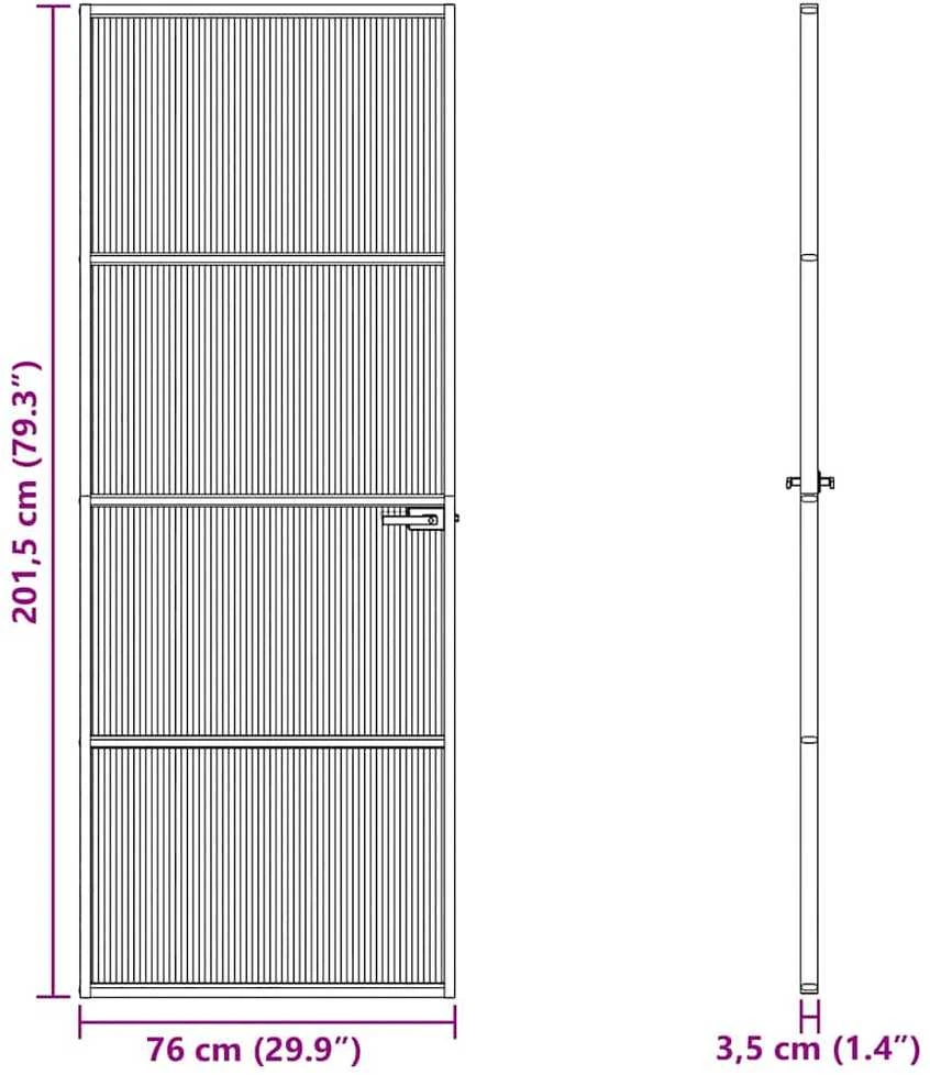 Namų durys 76 x 201,5 x 3,5 cm Aliuminis ir Temperuotas Stiklas