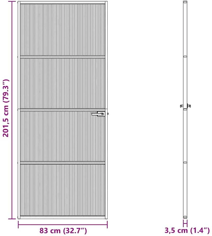 Namų durys 83 x 201,5 x 3,5 cm Aliuminis ir Temperuotas Stiklas