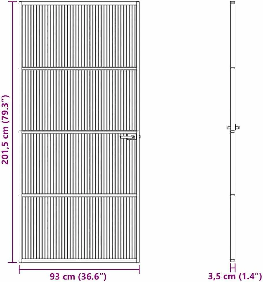 Namų durys 93 x 201,5 x 3,5 cm Aliuminis ir Temperuotas Stiklas