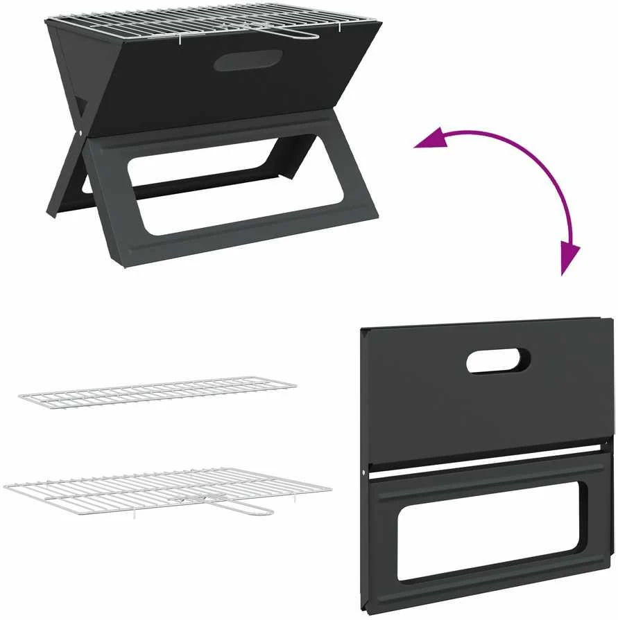 Lauko grilis 46 x 31 x 31 cm Plienas Juoda