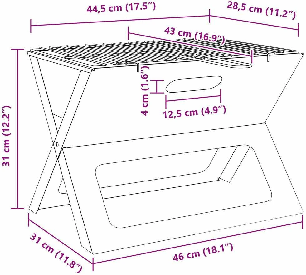 Lauko grilis 46 x 31 x 31 cm Plienas Juoda