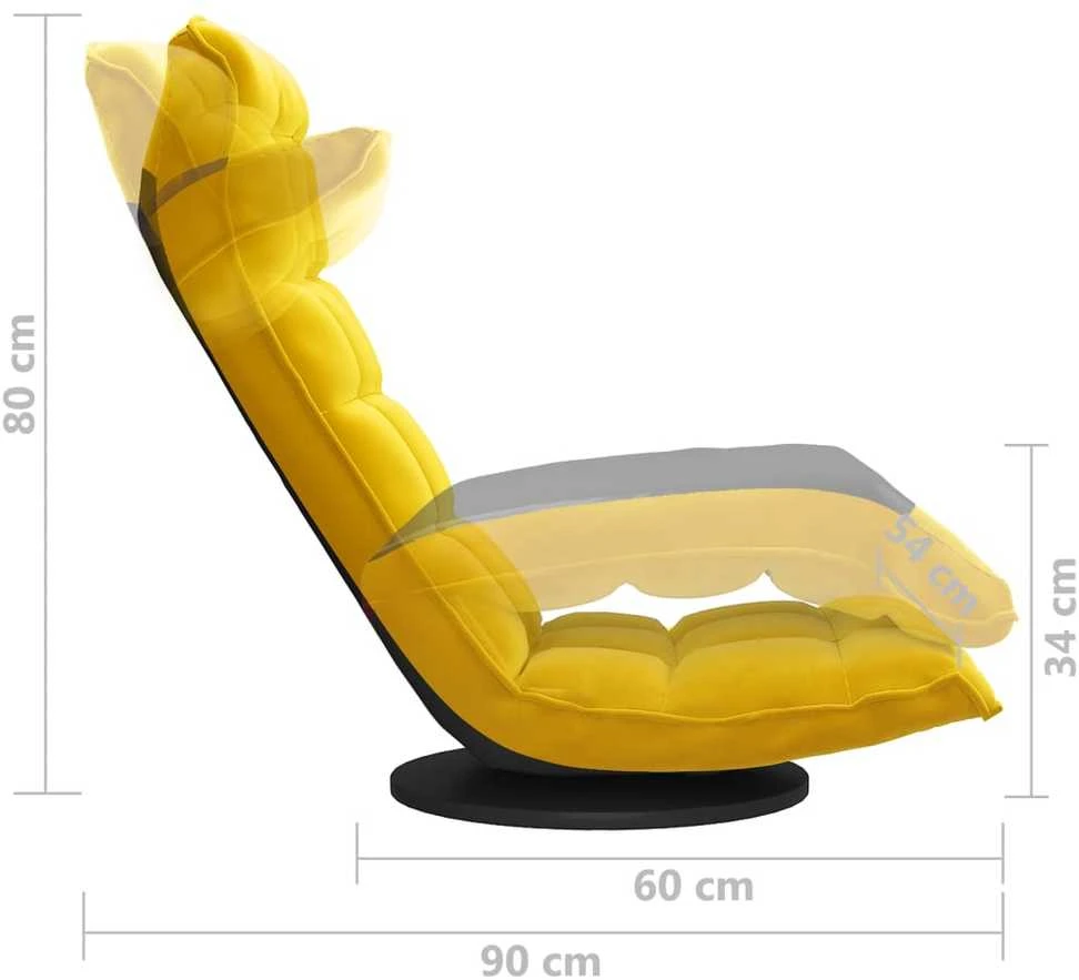 Ant grindų pastatoma pasukama kėdė, geltonos spalvos, aksomas