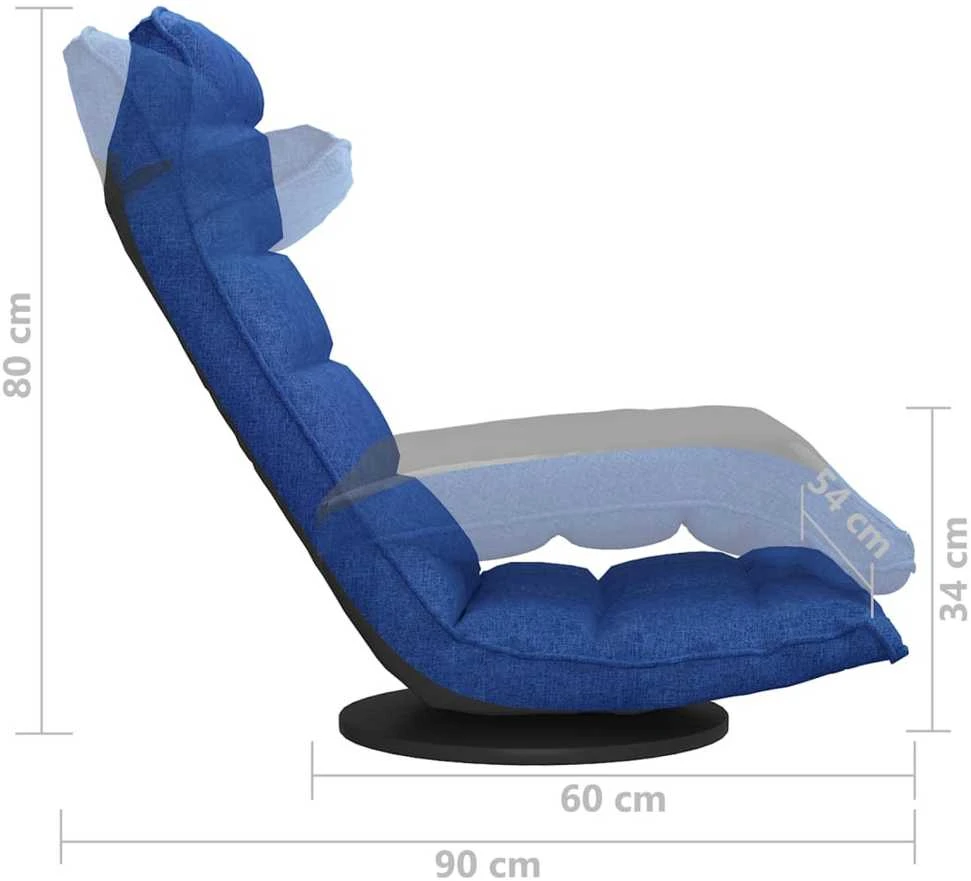 Ant grindų pastatoma pasukama kėdė, mėlynos spalvos, audinys