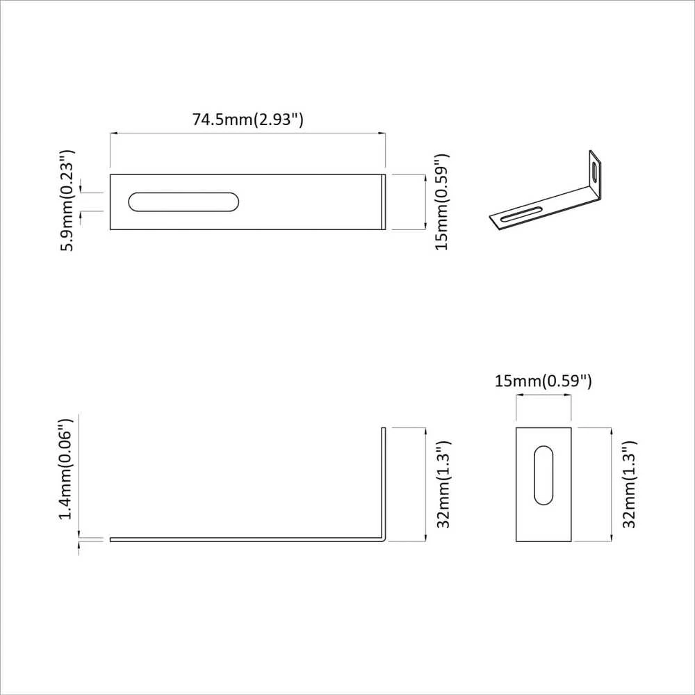 Anti Tip laikiklis 2 Sidabro 74,5 x 15 x 32 mm Geležis