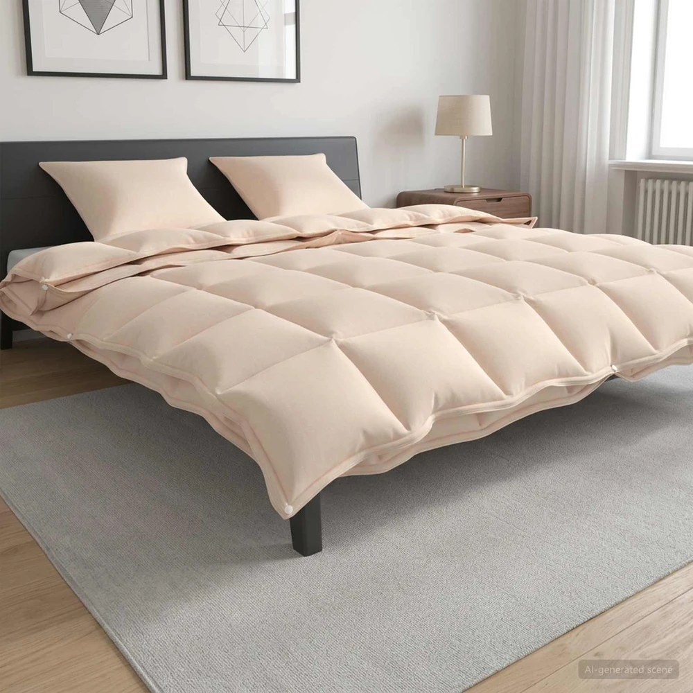 Antklodė 240 x 260 cm Visoms sezonams Kapokų pluoštas Smėlio