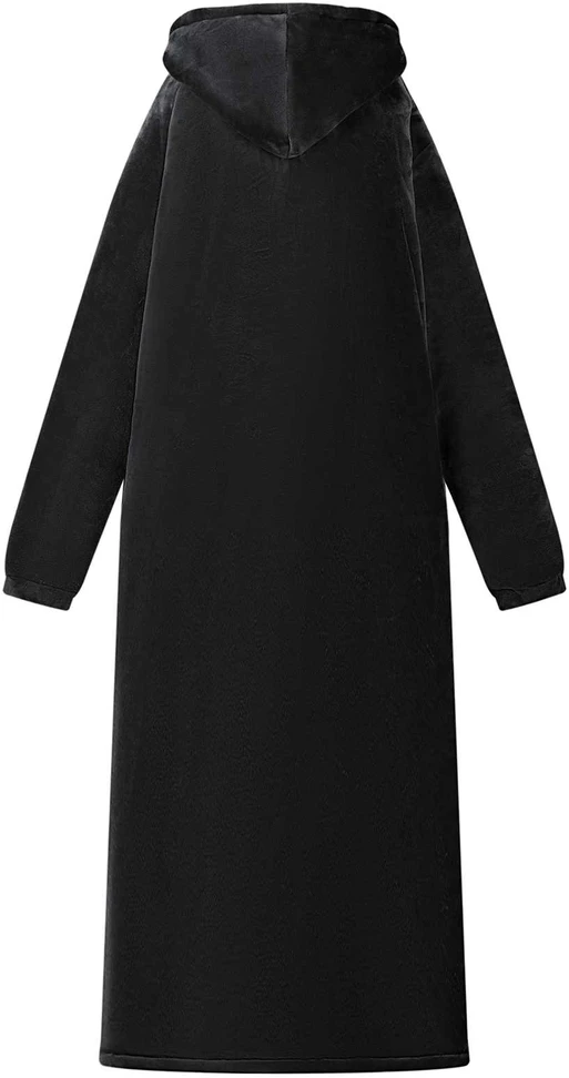 Antklodė-džemperis su gobtuvu Juoda L Pūkelis ir flanelė