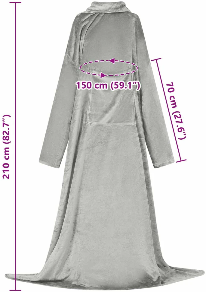 Antklodė-džemperis su gobtuvu Pilka F Flanelė