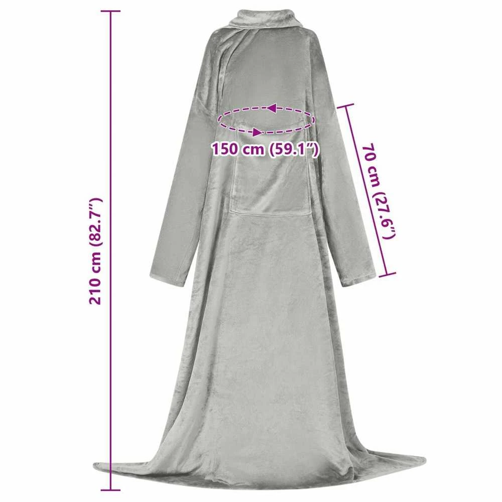 Antklodė-džemperis su gobtuvu Pilka F Flanelė