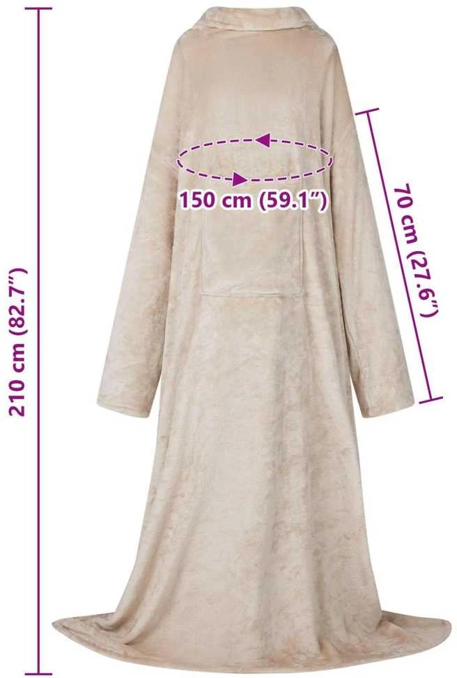 Antklodė-džemperis su gobtuvu Smėlio F Flanelė
