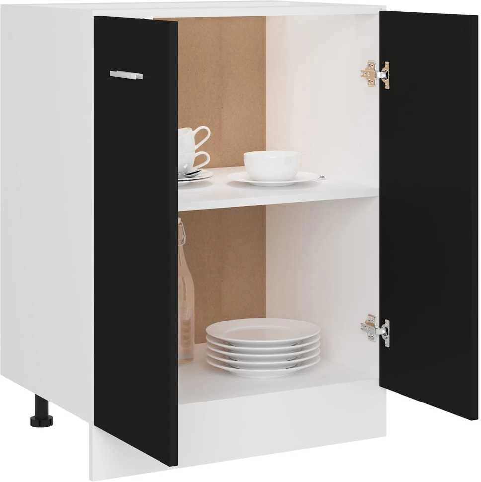 Apatinė spintelė, juoda, 60x46x81,5cm, apdirbta mediena