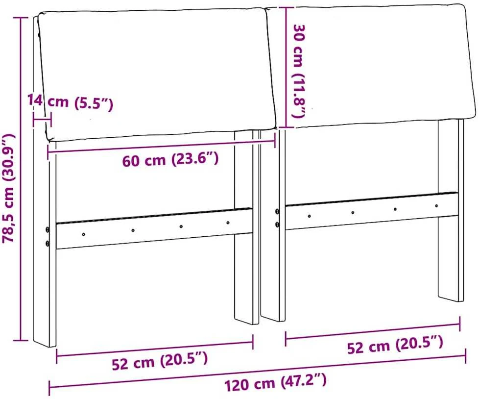 Apmušta lovos galvūgalis Taupe 120 cm Kietos pušies mediena