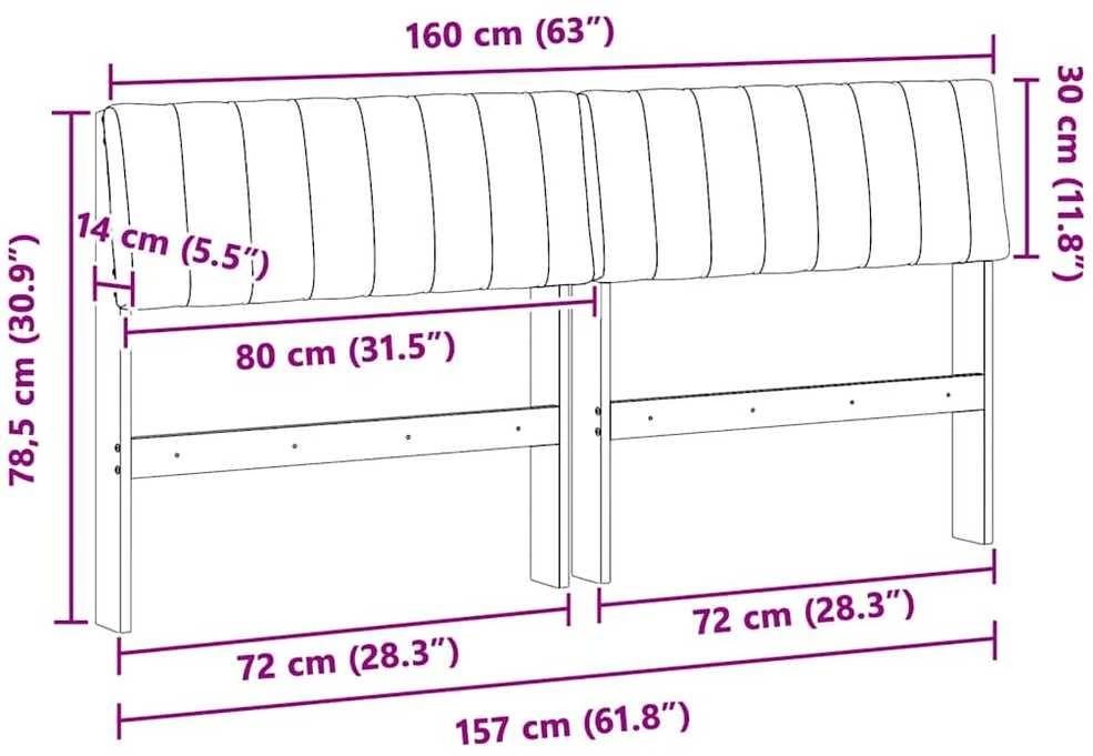 Apmušta lovos galvūgalis Tortora 160 cm Kietos pušies mediena