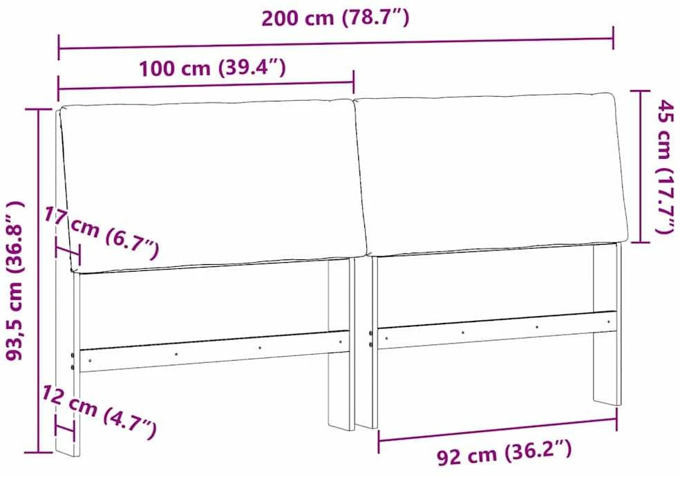 Apmušta lovos galvūgalis Taupe 200 cm Kietos pušies mediena