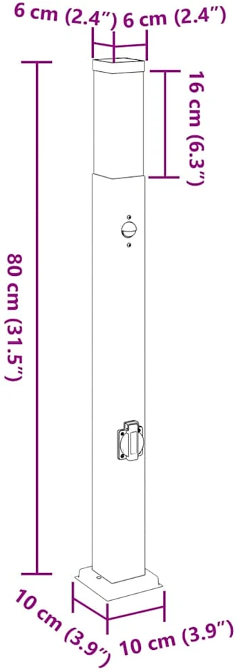 Pakabinamas šviestuvas Apsauginis šviestuvas su jutikliu ir lizdu, 80 cm, nerūdijantis plienas, IP44