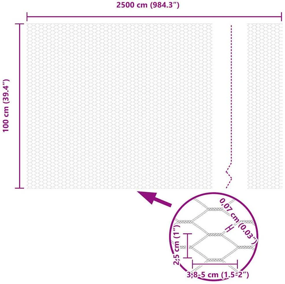 Hexagonal Fence with Post 25 x 1 m PVC dengtas plienas Pilka