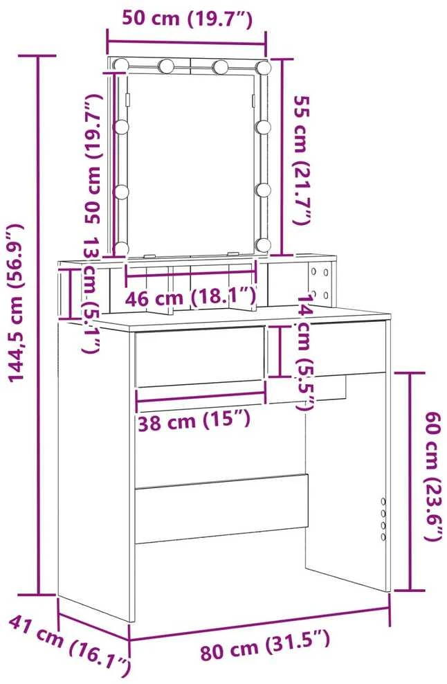 Apsirengimo stalas juoda ąžuolo 80 x 41 x 144.5 cm