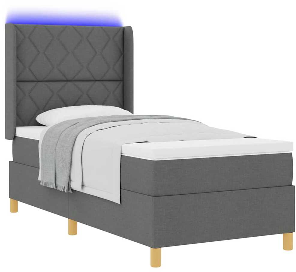 Kiemas lova su LED juostelėmis Pilka 100 x 200 cm audinys