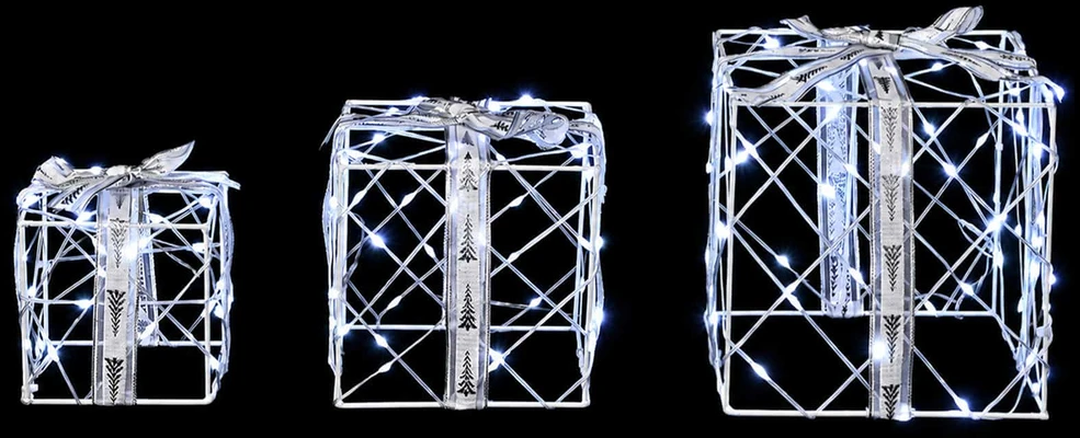 Apšviesta Kalėdinė Dovana 3 vnt. 150 LED Šalta balta