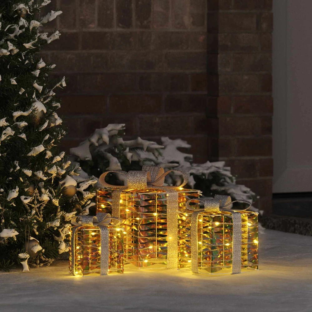 Apšviesta Kalėdinė Dovana 3 vnt. 150 LED Šilta balta