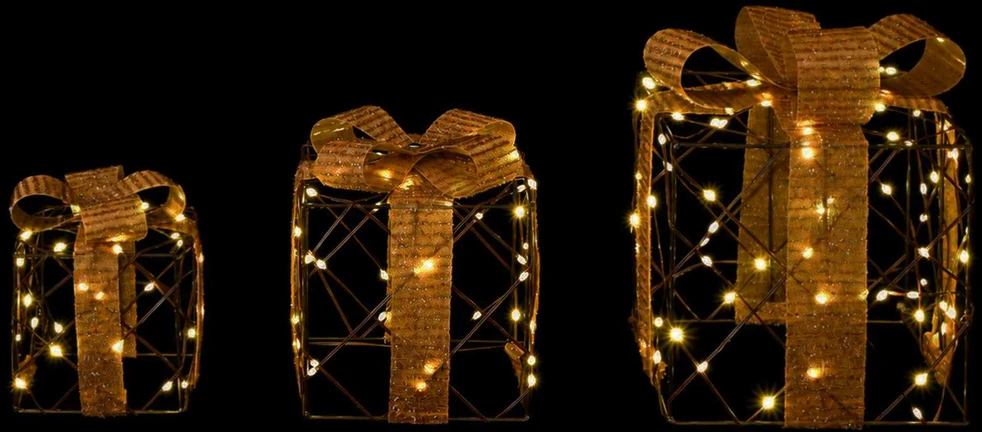 Apšviesta Kalėdinė Dovana 3 vnt. 150 LED Šilta balta
