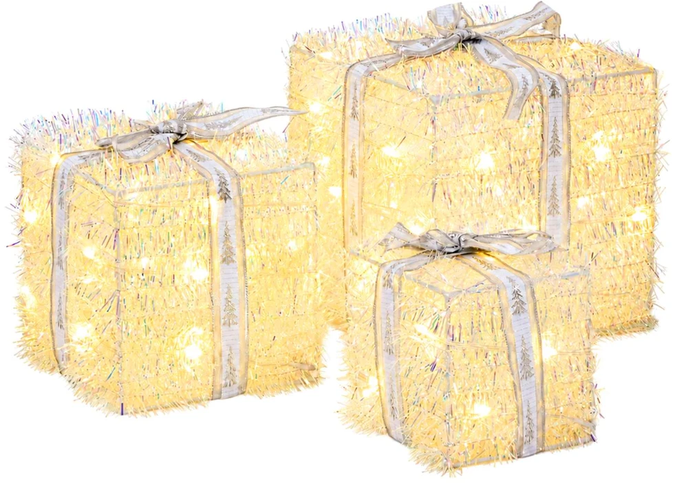 Apšviesta Kalėdinė Dovana 3 vnt. 64 LED Šilta balta