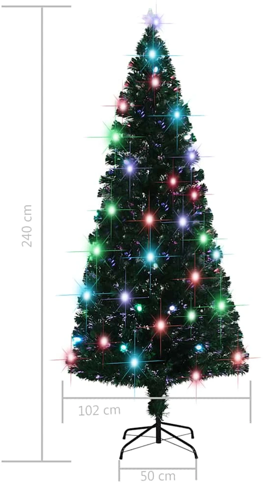 Apšviesta Kalėdų eglutė su stovu, 210cm, optinis pluoštas