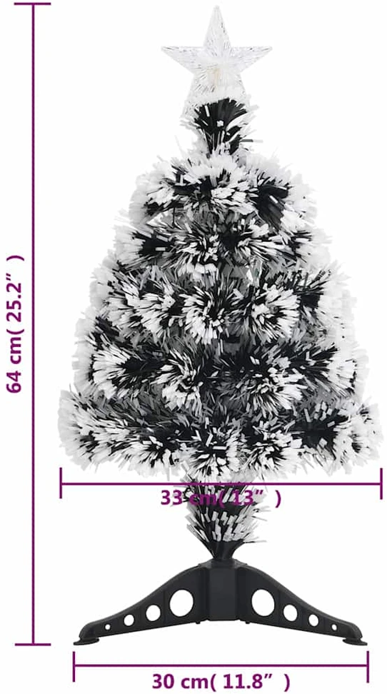 Apšviesta Kalėdų eglutė, žalia ir balta, 64cm, optinis pluoštas